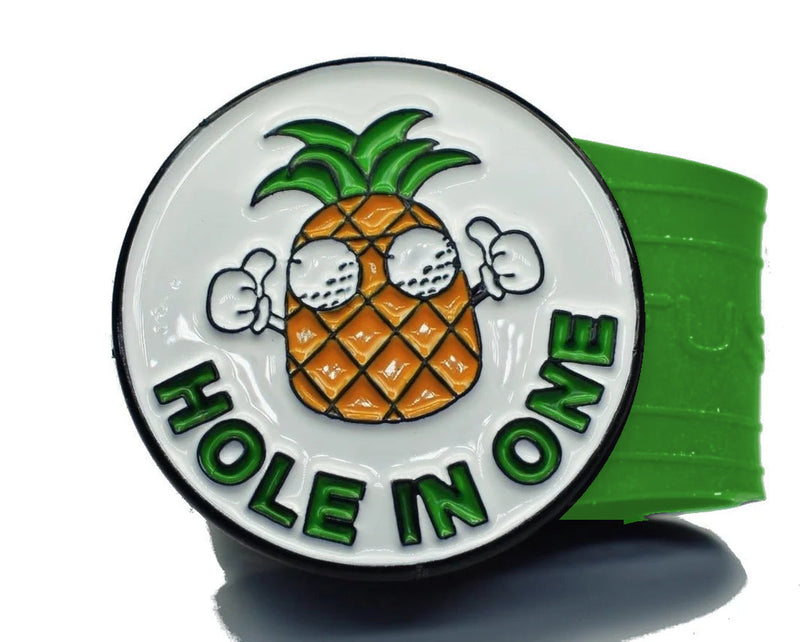 Load image into Gallery viewer, Hole in One Pineapple golf ball marker on a Green InfusenClip™

