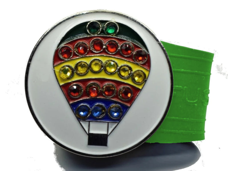 Load image into Gallery viewer, Hot Air Balloon golf ball marker on a Green InfusenClip™
