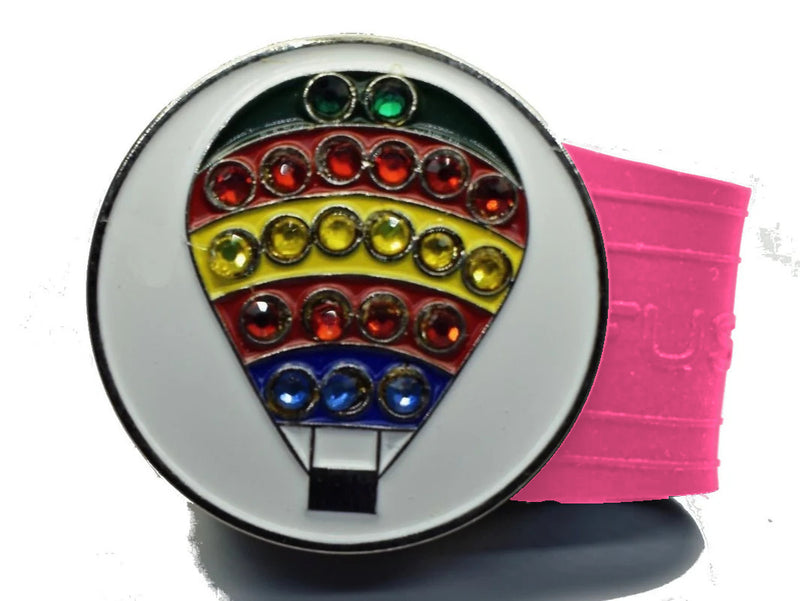 Load image into Gallery viewer, Hot Air Balloon golf ball marker on a Pink InfusenClip™

