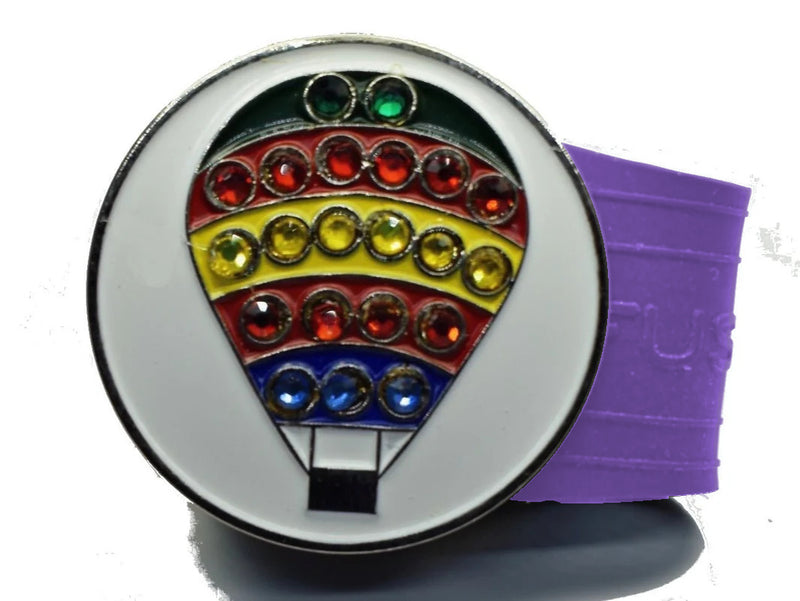 Load image into Gallery viewer, Hot Air Balloon golf ball marker on a Purple InfusenClip™
