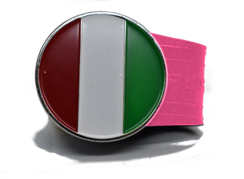 Load image into Gallery viewer, Italian/Mexican Flag golf ball marker on a Pink InfusenClip™
