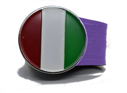 Italian/Mexican Flag golf ball marker on a Purple InfusenClip™