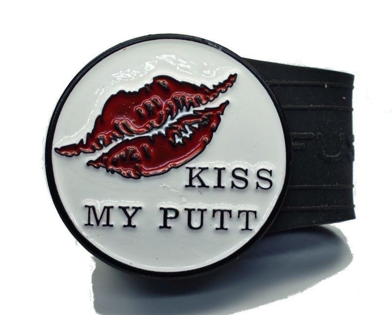Load image into Gallery viewer, Kiss My Putt golf ball marker on a Black InfusenClip™
