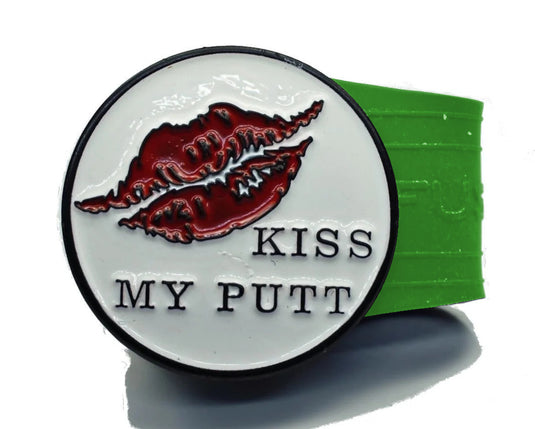 Kiss My Putt golf ball marker on a Green InfusenClip™
