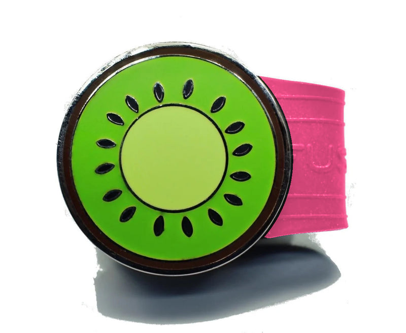 Load image into Gallery viewer, Kiwi golf ball marker on a Pink InfusenClip™
