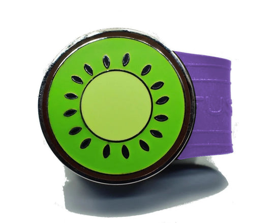 Kiwi golf ball marker on a Purple InfusenClip™