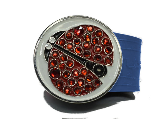 Ladybug golf ball marker on a Blue InfusenClip™