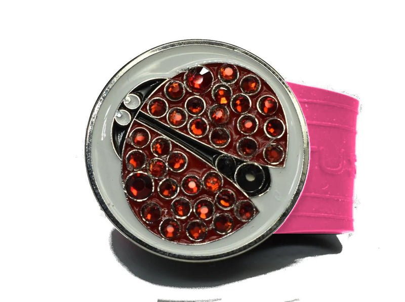 Load image into Gallery viewer, Ladybug golf ball marker on a Pink InfusenClip™
