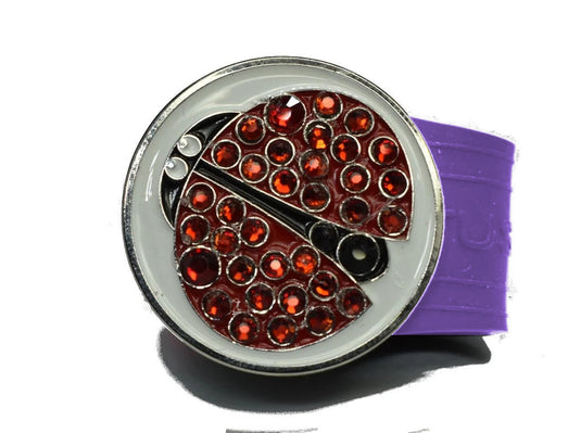 Ladybug golf ball marker on a Purple InfusenClip™