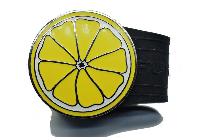 Load image into Gallery viewer, Lemon golf ball marker on a Black InfusenClip™
