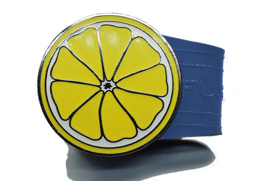 Lemon golf ball marker on a Blue InfusenClip™