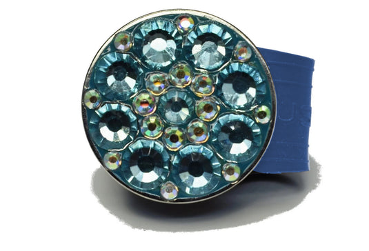 Light Blue Rhinestones golf ball marker on a Blue InfusenClip™