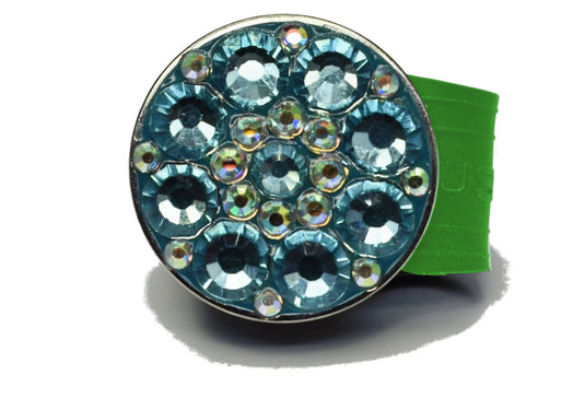 Light Blue Rhinestones golf ball marker on a Green InfusenClip™