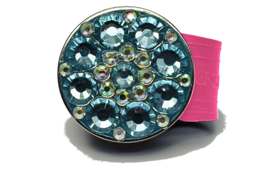 Light Blue Rhinestones golf ball marker on a Pink InfusenClip™