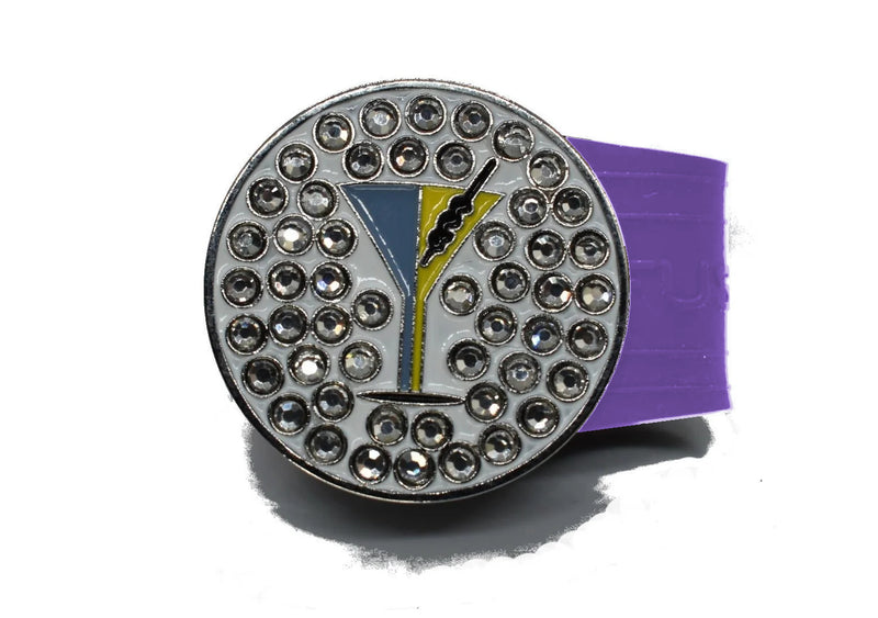 Load image into Gallery viewer, Martini golf ball marker on a Purple InfusenClip™
