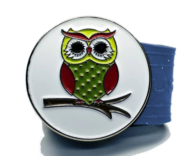 Load image into Gallery viewer, Owl golf ball marker on a Blue InfusenClip™
