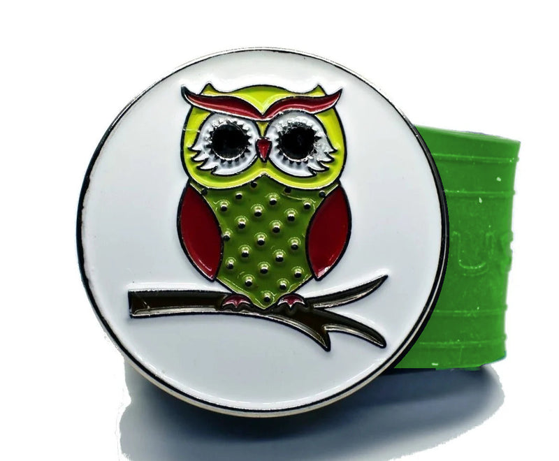 Load image into Gallery viewer, Owl golf ball marker on a Green InfusenClip™
