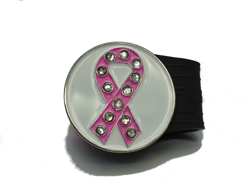 Load image into Gallery viewer, Pink Ribbon golf ball marker on a Black InfusenClip™
