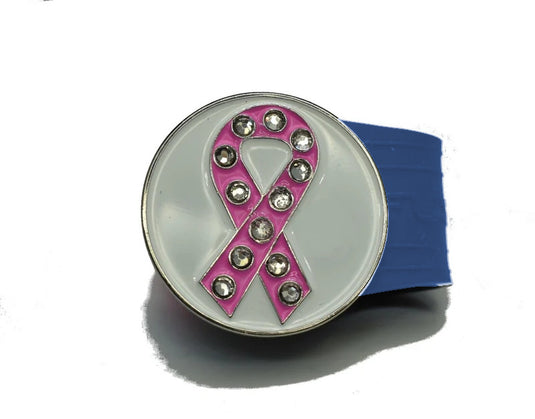 Pink Ribbon golf ball marker on a Blue InfusenClip™
