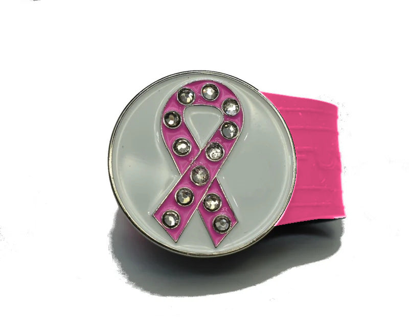Load image into Gallery viewer, Pink Ribbon golf ball marker on a Pink InfusenClip™
