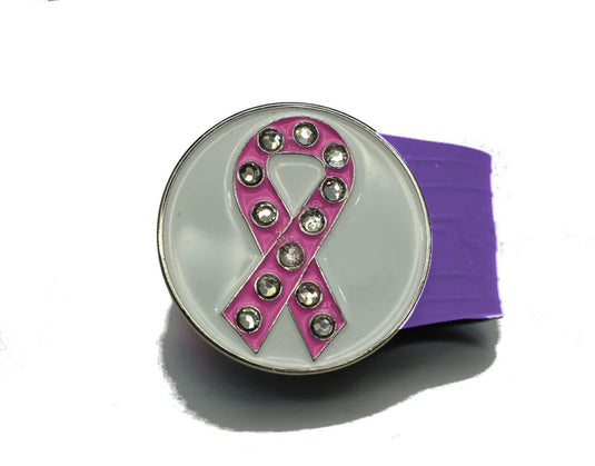 Pink Ribbon golf ball marker on a Purple InfusenClip™
