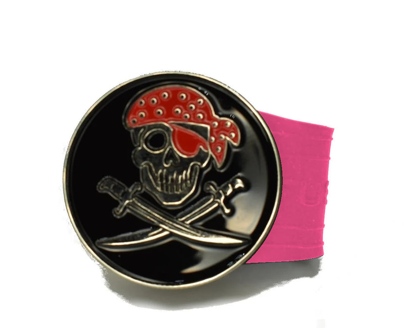 Load image into Gallery viewer, Pirate golf ball marker on a Pink InfusenClip™
