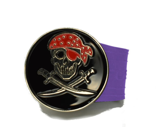 Pirate golf ball marker on a Purple InfusenClip™
