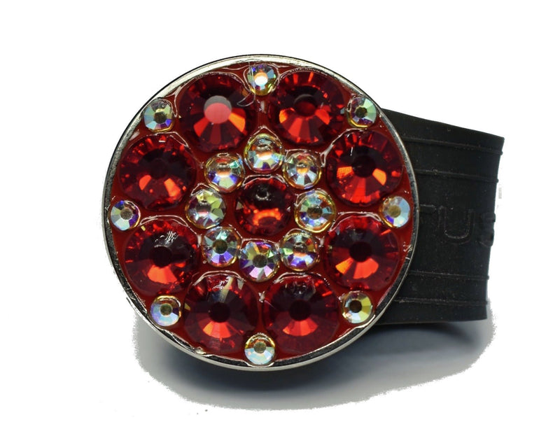 Load image into Gallery viewer, Red Rhinestones golf ball marker on a Black InfusenClip™
