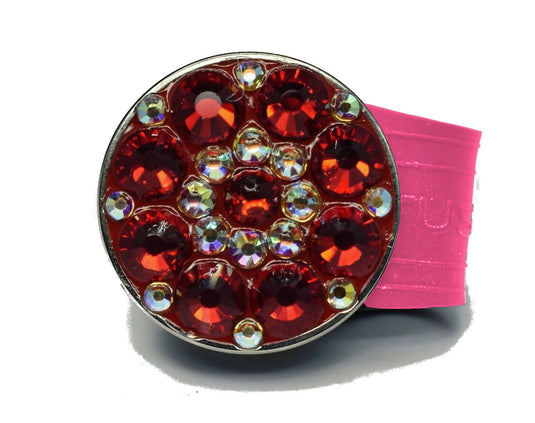 Red Rhinestones golf ball marker on a Pink InfusenClip™