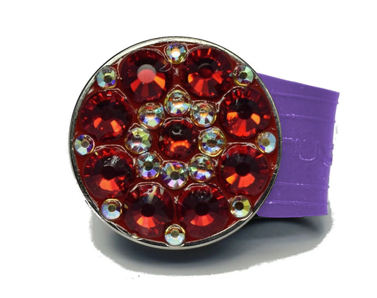 Red Rhinestones golf ball marker on a Purple InfusenClip™