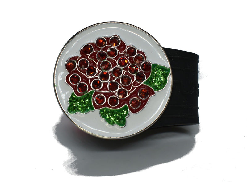 Load image into Gallery viewer, Red Rose golf ball marker on a Black InfusenClip™
