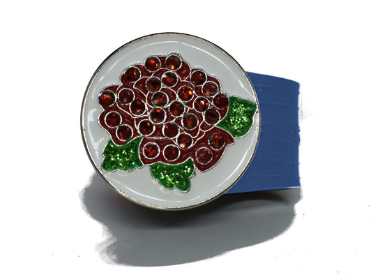 Red Rose golf ball marker on a Blue InfusenClip™