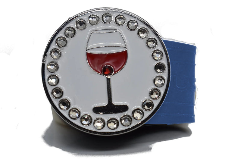 Load image into Gallery viewer, Red Wine golf ball marker on a Blue InfusenClip™

