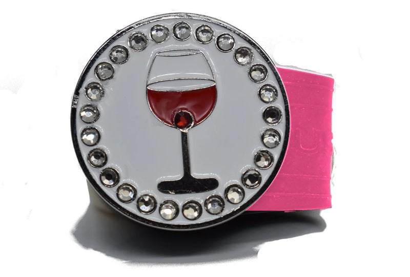 Load image into Gallery viewer, Red Wine golf ball marker on a Pink InfusenClip™
