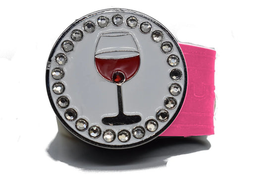 Red Wine golf ball marker on a Pink InfusenClip™