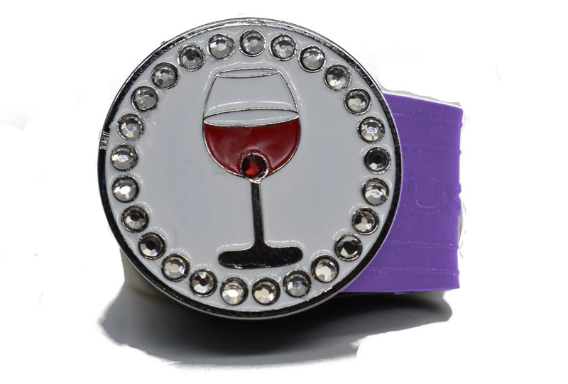 Load image into Gallery viewer, Red Wine golf ball marker on a Purple InfusenClip™

