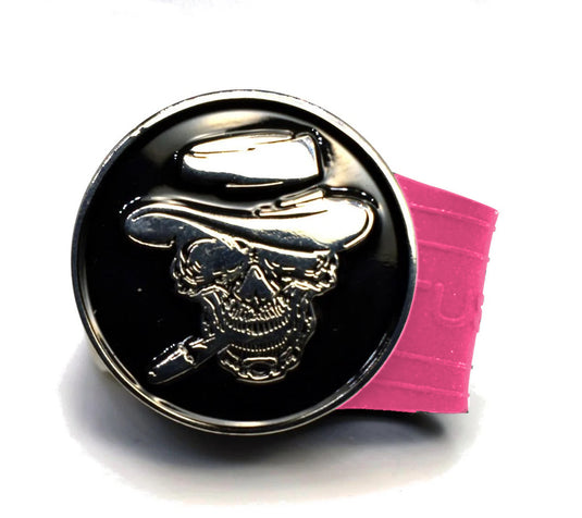 Smoking Skull golf ball marker on a Pink InfusenClip™