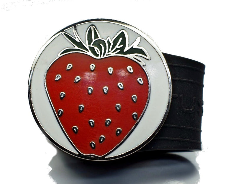 Load image into Gallery viewer, Strawberry golf ball marker on a Black InfusenClip™
