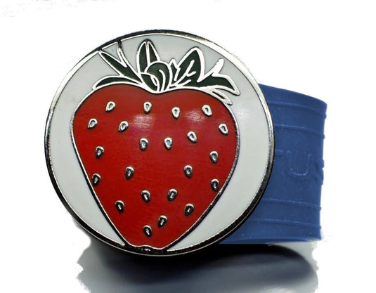 Strawberry golf ball marker on a Blue InfusenClip™