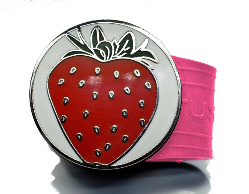 Load image into Gallery viewer, Strawberry golf ball marker on a Pink InfusenClip™
