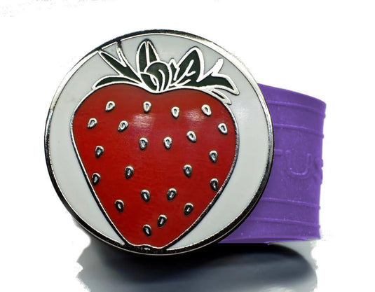 Strawberry golf ball marker on a Purple InfusenClip™