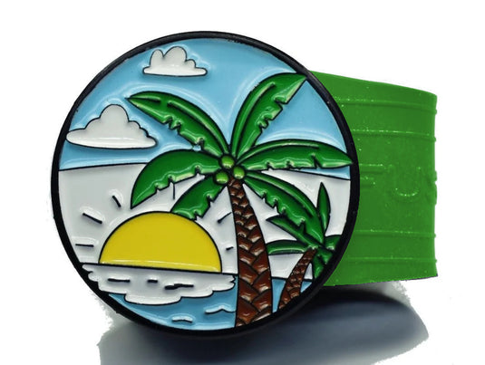 Sun and Sea beach golf ball marker on a Green InfusenClip™