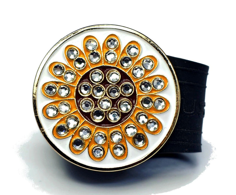 Load image into Gallery viewer, Sunflower golf ball marker on a Black InfusenClip™
