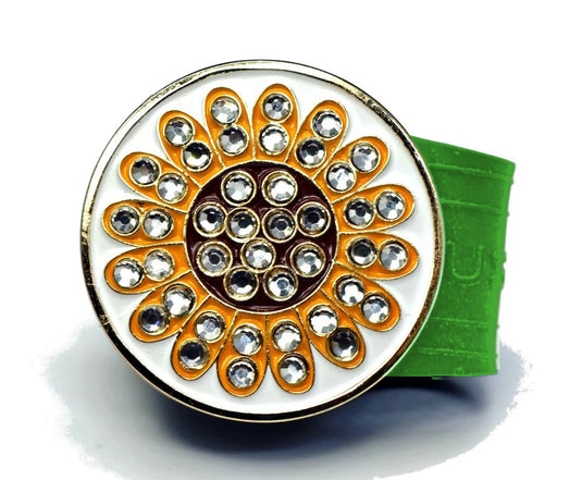 Sunflower golf ball marker on a Green InfusenClip™