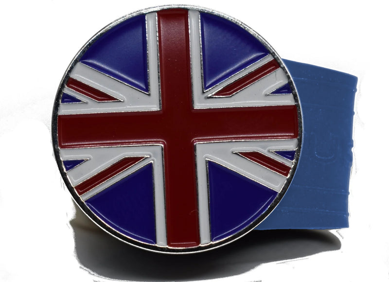Load image into Gallery viewer, United Kingdom Flag golf ball marker on a Blue InfusenClip™
