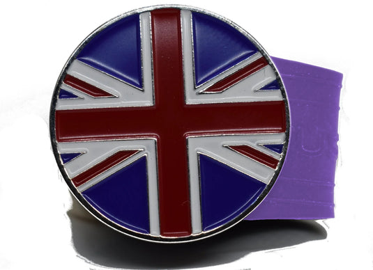 United Kingdom Flag golf ball marker on a Purple InfusenClip™