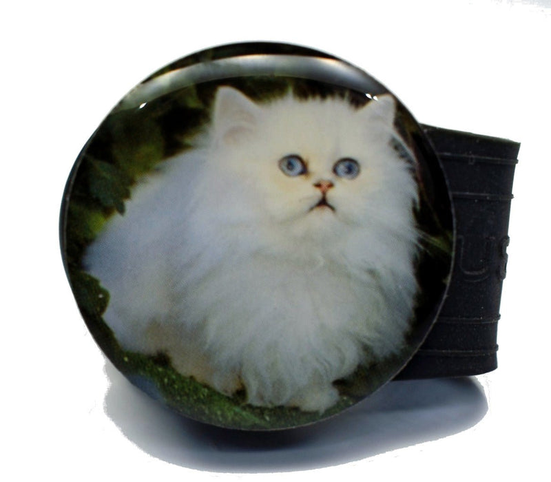 Load image into Gallery viewer, White Cat golf ball marker on a Black InfusenClip™
