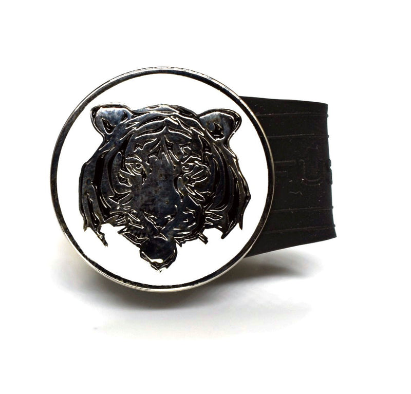 Load image into Gallery viewer, White Tiger golf ball marker on a Black InfusenClip™
