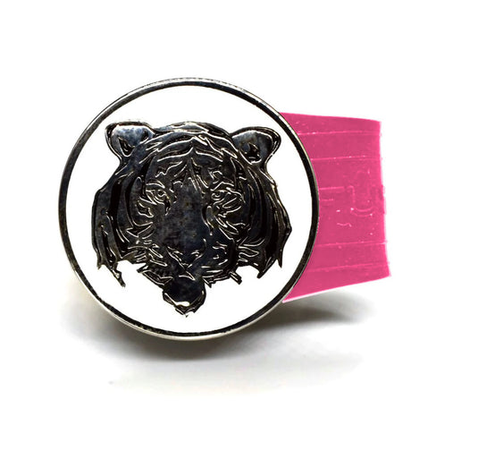 White Tiger golf ball marker on a Pink InfusenClip™
