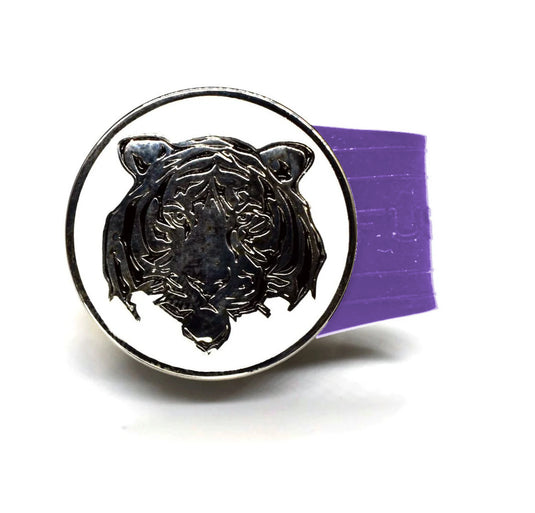 White Tiger golf ball marker on a Purple InfusenClip™